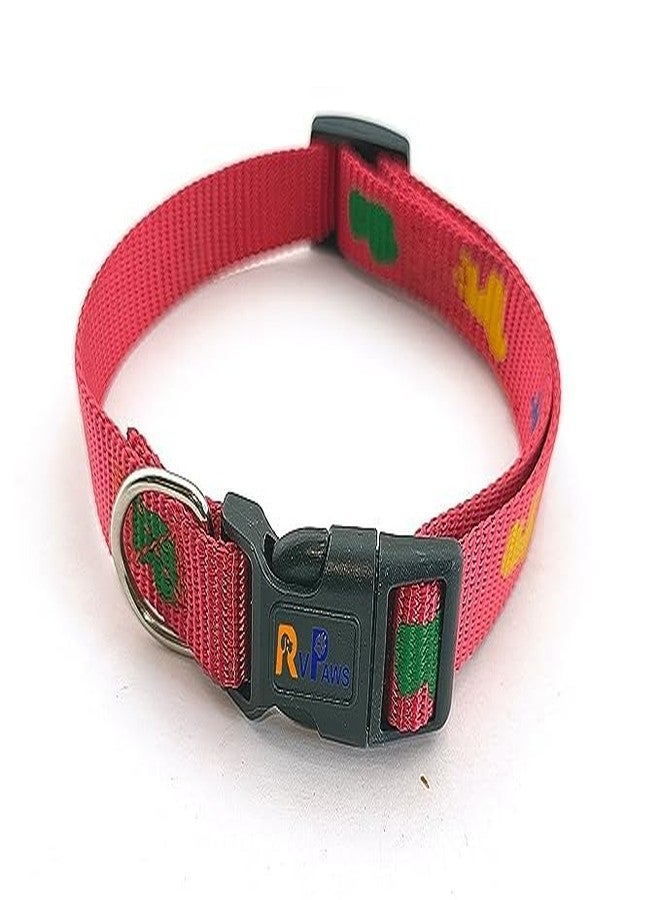 Pups&Pets Nylon Collar Leash Set Printed Adjustable & Durable Collar Leash Set 15 mm for All Small Breed Dog & Puppy 15 MM - Red - Image 3